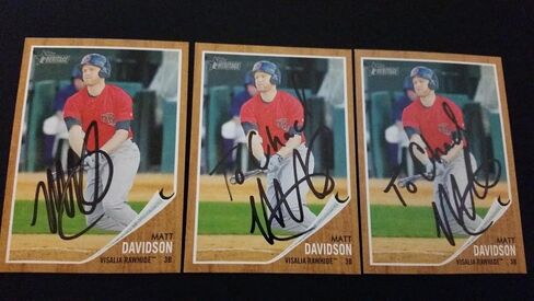 Matt Davidson 2011 Topps Heritage #95 Rawhide Diamondbacks Signed Autograph JA15 - MLB Autographed Baseball Cards in Saudi Arabia