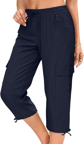 HOTGIFT Women Capris Cargo Pants 2025 Summer Hiking Pants Casual Lightweight Outdoor Quick Dry with 6 Pockets in Saudi Arabia