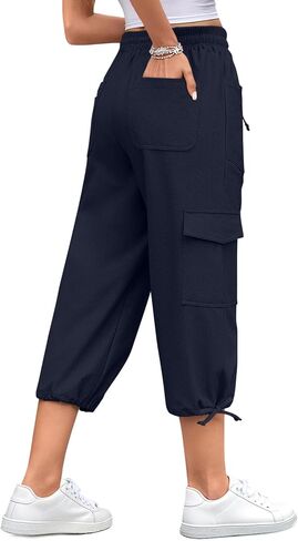 HOTGIFT Women Capris Cargo Pants 2025 Summer Hiking Pants Casual Lightweight Outdoor Quick Dry with 6 Pockets in Saudi Arabia