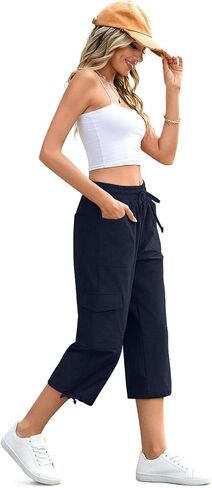 HOTGIFT Women Capris Cargo Pants 2025 Summer Hiking Pants Casual Lightweight Outdoor Quick Dry with 6 Pockets in Saudi Arabia