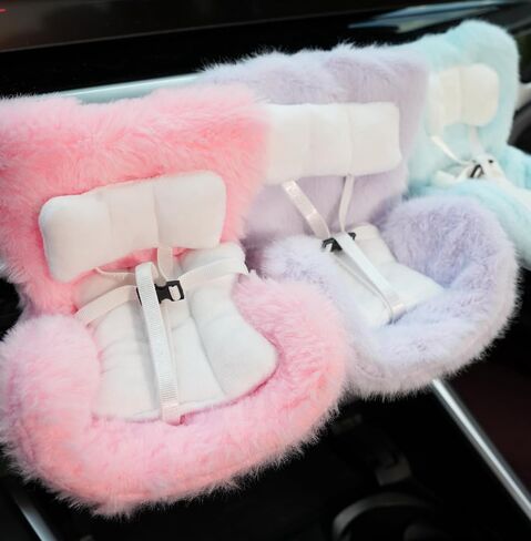 for Labubu Car Seat, Car Seat Vent Clip for Labubu Sofa, Pink Soft Furry Cushion Cars eat Cover with Seat Leg for Labubu Desktop Display, Car Decoration for Labubu Fans Collectors in Saudi Arabia