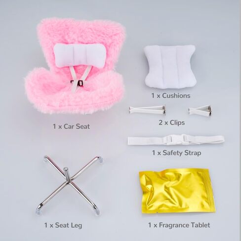 for Labubu Car Seat, Car Seat Vent Clip for Labubu Sofa, Pink Soft Furry Cushion Cars eat Cover with Seat Leg for Labubu Desktop Display, Car Decoration for Labubu Fans Collectors in Saudi Arabia