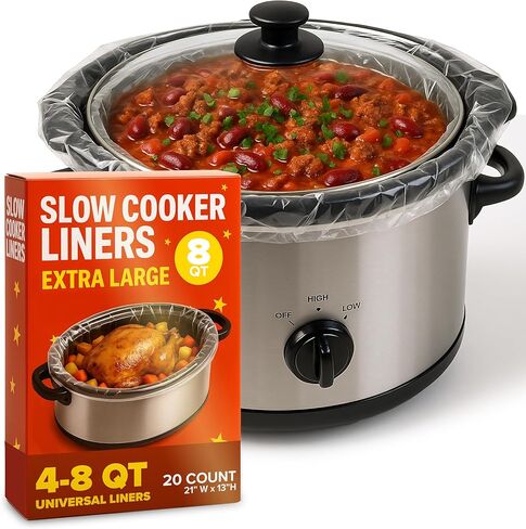 30 Count Large Slow Cooker Liners, 8qt Disposable Slow Cooker Liners for Oval Pots, Premium Rip-Resistant Cooking Bag for Heavy Duty Food, 8 Quart Slow Cooker Liner with Gusset in Saudi Arabia