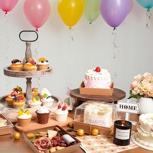 20 حزمة صناديق كعكة صغيرة صناديق شركوتري حاويات كعكة مصغرة مع أغطية من 4-6 بوصة الحلوى الحلوى الحلوى بودندويتش الفطيرة (بني 7x7x4 بوصة) in Kuwait