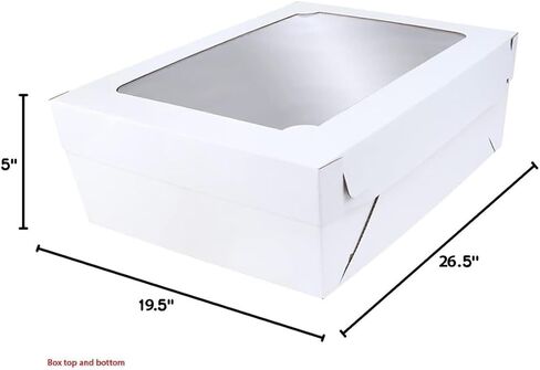 O'CREME White Cake Box with Window, Kraft Cardboard Bakery Box 19.5 Inch x 26.5 Inch x 5 Inch High (Full-Sheet Size) - Pack of 5 in Kuwait