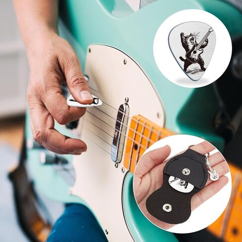 UNICRAFTALE Music Gifts for Guitarist Stainless Steel Guitar Picks Keychain Leather Holder Kitten Pick Personalized Plectrum Cat Shape Accessories for Musician Lover Birthday Christmas Gifts in Saudi Arabia