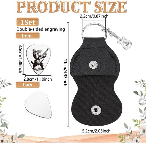 UNICRAFTALE Music Gifts for Guitarist Stainless Steel Guitar Picks Keychain Leather Holder Kitten Pick Personalized Plectrum Cat Shape Accessories for Musician Lover Birthday Christmas Gifts in Saudi Arabia