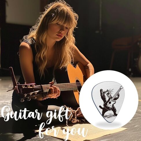 UNICRAFTALE Music Gifts for Guitarist Stainless Steel Guitar Picks Keychain Leather Holder Kitten Pick Personalized Plectrum Cat Shape Accessories for Musician Lover Birthday Christmas Gifts in Saudi Arabia