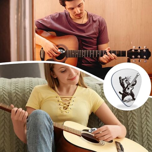 UNICRAFTALE Music Gifts for Guitarist Stainless Steel Guitar Picks Keychain Leather Holder Kitten Pick Personalized Plectrum Cat Shape Accessories for Musician Lover Birthday Christmas Gifts in Saudi Arabia