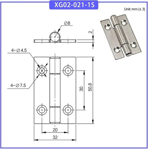 XG02-021-1S مفصلية مربعة حافة مربعة سميكة مصنوعة من 304 غير القابل للصدأ 1pcs in Kuwait