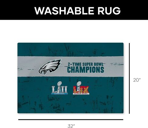 Northwest NFL Philadelphia Eagles 2025 Super Bowl Lix Multi Champ Tradition سجادة قابلة للغسل 20 × 32 بوصة in Saudi Arabia