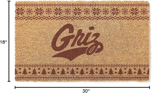KH Sports Fan Montana Grizzlies Holiday Coir Doormat ، 18 × 30 بوصة ، Grizzlies في الهواء الطلق. عرض بعض الهتاف في العطلة مع هذا ممسحة مونتانا غريزليس الفريدة in Kuwait