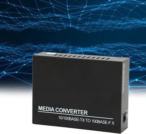 Fiber Ethernet Media Converter 10M 100M RJ45 Port to 100Base Multimode Fiber Media Converter with LED Indicators for Networking Professionals, Metal Black (US Plug) in Saudi Arabia