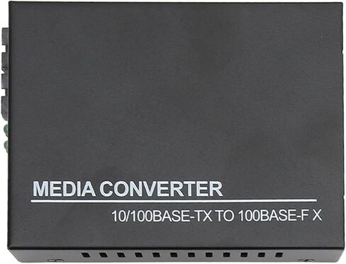 Fiber Ethernet Media Converter 10M 100M RJ45 Port to 100Base Multimode Fiber Media Converter with LED Indicators for Networking Professionals, Metal Black (US Plug) in Saudi Arabia