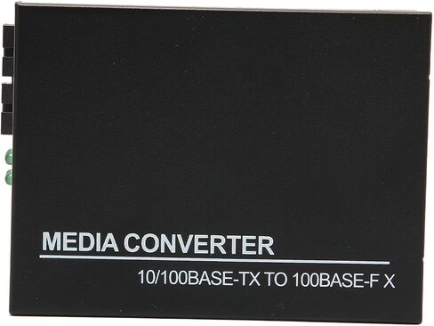 Fiber Ethernet Media Converter 10M 100M RJ45 Port to 100Base Multimode Fiber Media Converter with LED Indicators for Networking Professionals, Metal Black (US Plug) in Saudi Arabia