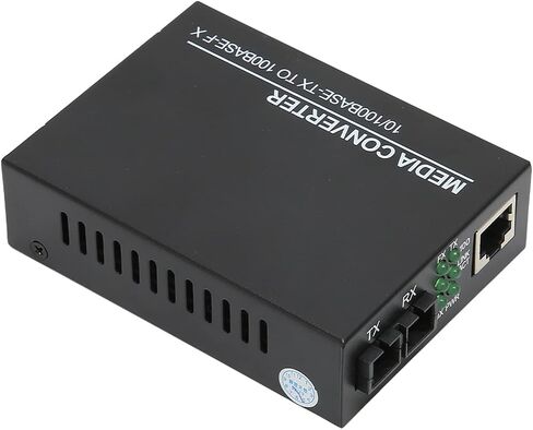 Fiber Ethernet Media Converter 10M 100M RJ45 Port to 100Base Multimode Fiber Media Converter with LED Indicators for Networking Professionals, Metal Black (US Plug) in Saudi Arabia