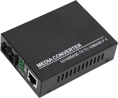 Fiber Ethernet Media Converter 10M 100M RJ45 Port to 100Base Multimode Fiber Media Converter with LED Indicators for Networking Professionals, Metal Black (US Plug) in Saudi Arabia