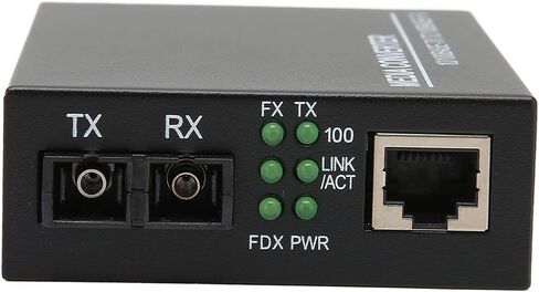 Fiber Ethernet Media Converter 10M 100M RJ45 Port to 100Base Multimode Fiber Media Converter with LED Indicators for Networking Professionals, Metal Black (US Plug) in Saudi Arabia