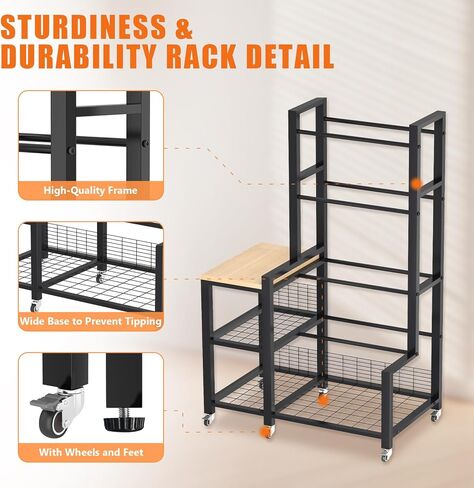 Disc Golf Storage Rack with Wheels – Heavy Duty Metal Disc Golf Rack for Discs, Backpacks & Accessories – Ideal for Garage, Home, or Store Display in Kuwait