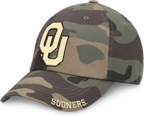 Officially Licensed Oklahoma University Camo Hat Classic Relaxed Fit Adjustable Primary Team Logo Embroidered MVP Sports Cap in Saudi Arabia