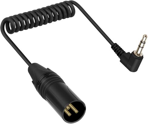 RIIEYOCA 3.5 مم إلى كابل ملفوف XLR ، الزاوية اليمنى 1/8 بوصة MINI JACK TRS STERS MALE TO3 PIN XLR Female Microphone Audio Adapter لمشغلات MP3 ، أجهزة الكمبيوتر المحمولة ، مكبرات الصوت （50 سم/1.65 قدم） in Kuwait