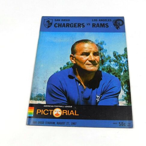 1967 لوس أنجلوس رامس في برنامج San Diego Chargers AFL لكرة القدم 8-27-67-برامج اتحاد كرة القدم الأميركي in Saudi Arabia