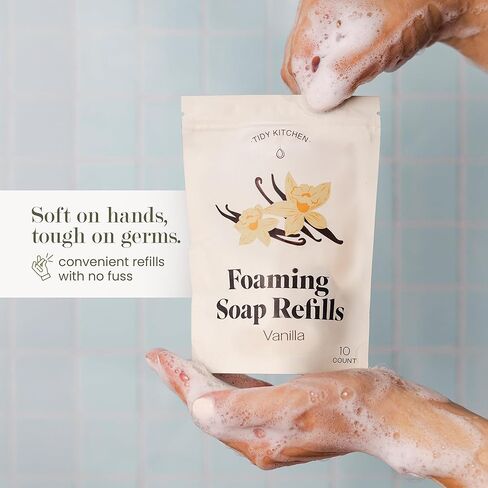 Foaming Hand Soap Refills Tablets – 10 Count | Moisturizing Hand Soap Foam Refill for Kitchen and Bathroom | Easy to Use, Soft & Fluffy Foam, Hand Wash Refill for Dispensers (Vanilla) in Saudi Arabia