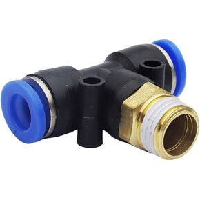10PCS T type threaded tee Fitting PB4-01 PB6-01 PB6-02 PB8-01 PB8-02 Threaded M5 PT 1/8" 1/4" 3/8" 1/2" Pneumatic Air Fitting(10PCS PB6-04) in Saudi Arabia