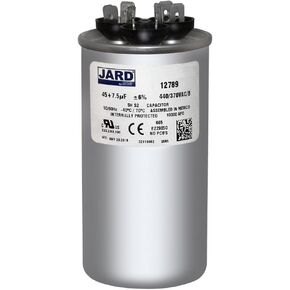 Jard 12789 45 + 7.5 uF MFD x 440 VAC Dual Capacitor Round Replaces GENTEQ GE C44575R / 27L978 in Saudi Arabia