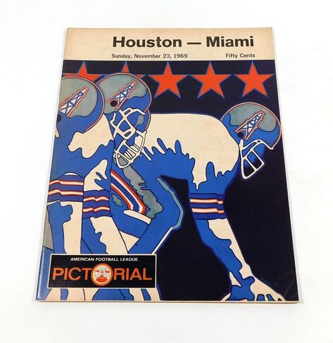 1969 هيوستن أويلرز في برنامج ميامي دولفينز AFL لكرة القدم 11-23-69-برامج اتحاد كرة القدم الأميركي in Saudi Arabia