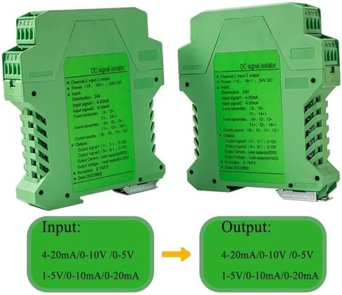 DC24V 0-10V Analog DC Signal Isolation 4-20mA 0-5V 0-20mA 1-5V Galvanic Signal Isolator DC24V AC220V Signal Splitter 1 in 2 Out(2 in 4 Out,Input 0-5V_-_1-5V) in Kuwait