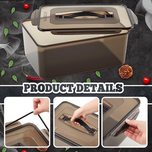 2 Pcs Marinating Containers with Lid Food Plastic Saver Marinade Containers Dishwasher Safe Grilling Accessories for Meat BBQ Prep Brining Storage (Large,Medium) in Saudi Arabia