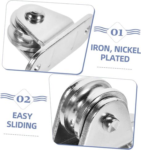 PRETYZOOM 2pcs Pulley Block Pulleys for Cable Idler Pulley Tackle Ceiling Pulley Mount Traction Trolley Pulley Small Pulley Lifting Wheels Hanging Wire Towing Wheel Silver Nickel-Plated Iron in Saudi Arabia