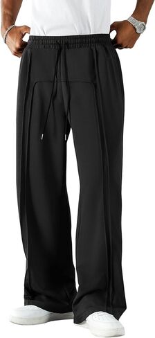 Zaful Mens Wide Leg Spectants غير رسمية مستقيمة شرف فضفاضة فضفاضة تعرق سراويل مسار التمرين الأساسي مع جيوب in Kuwait