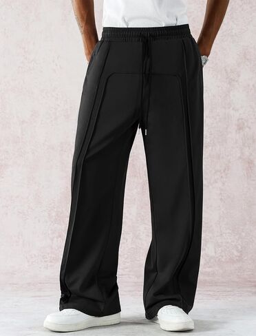 Zaful Mens Wide Leg Spectants غير رسمية مستقيمة شرف فضفاضة فضفاضة تعرق سراويل مسار التمرين الأساسي مع جيوب in Kuwait
