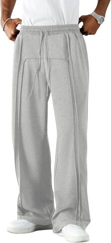 Zaful Mens Wide Leg Spectants غير رسمية مستقيمة شرف فضفاضة فضفاضة تعرق سراويل مسار التمرين الأساسي مع جيوب in Saudi Arabia