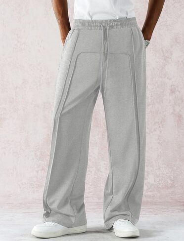 Zaful Mens Wide Leg Spectants غير رسمية مستقيمة شرف فضفاضة فضفاضة تعرق سراويل مسار التمرين الأساسي مع جيوب in Saudi Arabia