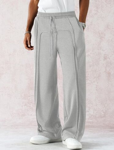 Zaful Mens Wide Leg Spectants غير رسمية مستقيمة شرف فضفاضة فضفاضة تعرق سراويل مسار التمرين الأساسي مع جيوب in Saudi Arabia