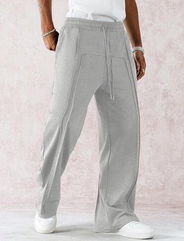 Zaful Mens Wide Leg Spectants غير رسمية مستقيمة شرف فضفاضة فضفاضة تعرق سراويل مسار التمرين الأساسي مع جيوب in Saudi Arabia