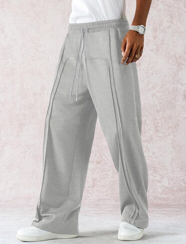 Zaful Mens Wide Leg Spectants غير رسمية مستقيمة شرف فضفاضة فضفاضة تعرق سراويل مسار التمرين الأساسي مع جيوب in Saudi Arabia