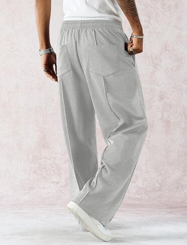 Zaful Mens Wide Leg Spectants غير رسمية مستقيمة شرف فضفاضة فضفاضة تعرق سراويل مسار التمرين الأساسي مع جيوب in Saudi Arabia