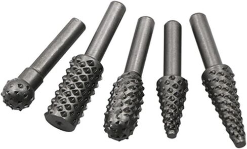 5 PCS Steel Rotary File 1/4quot; Shank Rotary Process Embossed File Wood Grinding Power Woodworking Hand Tool Accessories(Grey) in Saudi Arabia