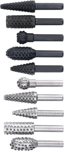 5 PCS Steel Rotary File 1/4quot; Shank Rotary Process Embossed File Wood Grinding Power Woodworking Hand Tool Accessories(Grey) in Saudi Arabia