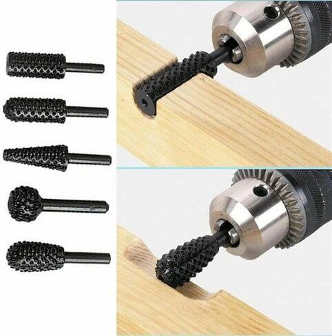 5 PCS Steel Rotary File 1/4quot; Shank Rotary Process Embossed File Wood Grinding Power Woodworking Hand Tool Accessories(Grey) in Saudi Arabia
