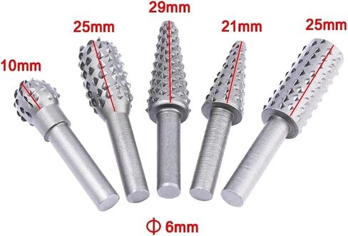 5 PCS Steel Rotary File 1/4quot; Shank Rotary Process Embossed File Wood Grinding Power Woodworking Hand Tool Accessories(Grey) in Saudi Arabia