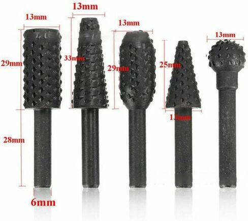 5 PCS Steel Rotary File 1/4quot; Shank Rotary Process Embossed File Wood Grinding Power Woodworking Hand Tool Accessories(Grey) in Saudi Arabia