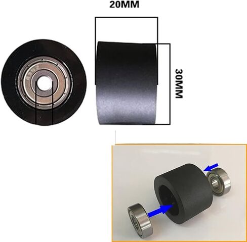 Black Bearing Hard Rubber Wheel Diameter 30mm Height 20mm Guide Wheel Double Bearing 1Pcs(Hole 6mm) in Saudi Arabia