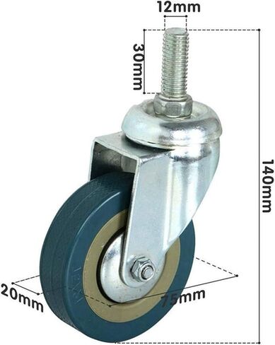 Heavy Duty 75mm Swivel Castor with Brake Trolley Casters Wheels for Furniture, Set of 4 -Furniture in Saudi Arabia