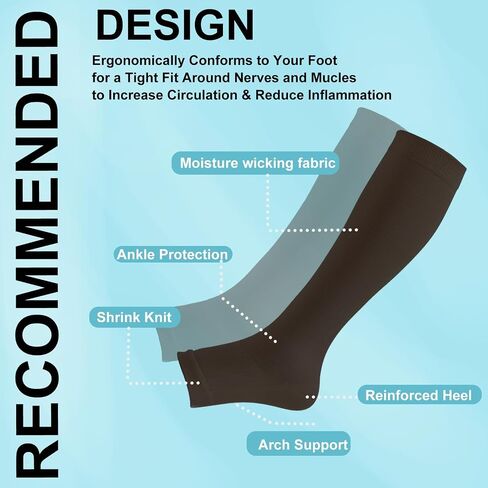 Open Toe Compression Socks 15-20 mmHg for Women and Men Knee High Toeless Circulation Compression Stockings in Kuwait
