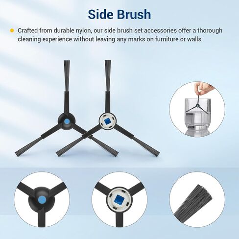 19pcs متوافق مع ecovacs deebot x8 pro omni ، yeedi s14 بالإضافة إلى مجموعة مكنسة المكنسة الفراغية ، فرشاة واحدة مطاطية رئيسية 4 منصات ممسحة 6 فرشاة جانبية 4 مرشحات hepa 6 أكياس فراغ in Kuwait